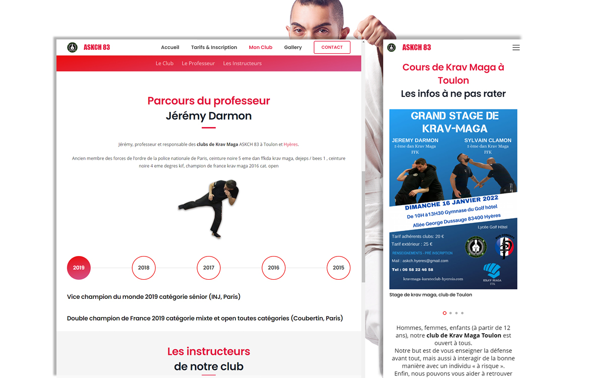 création d'un site internet pour centre de Krav Maga à Toulon