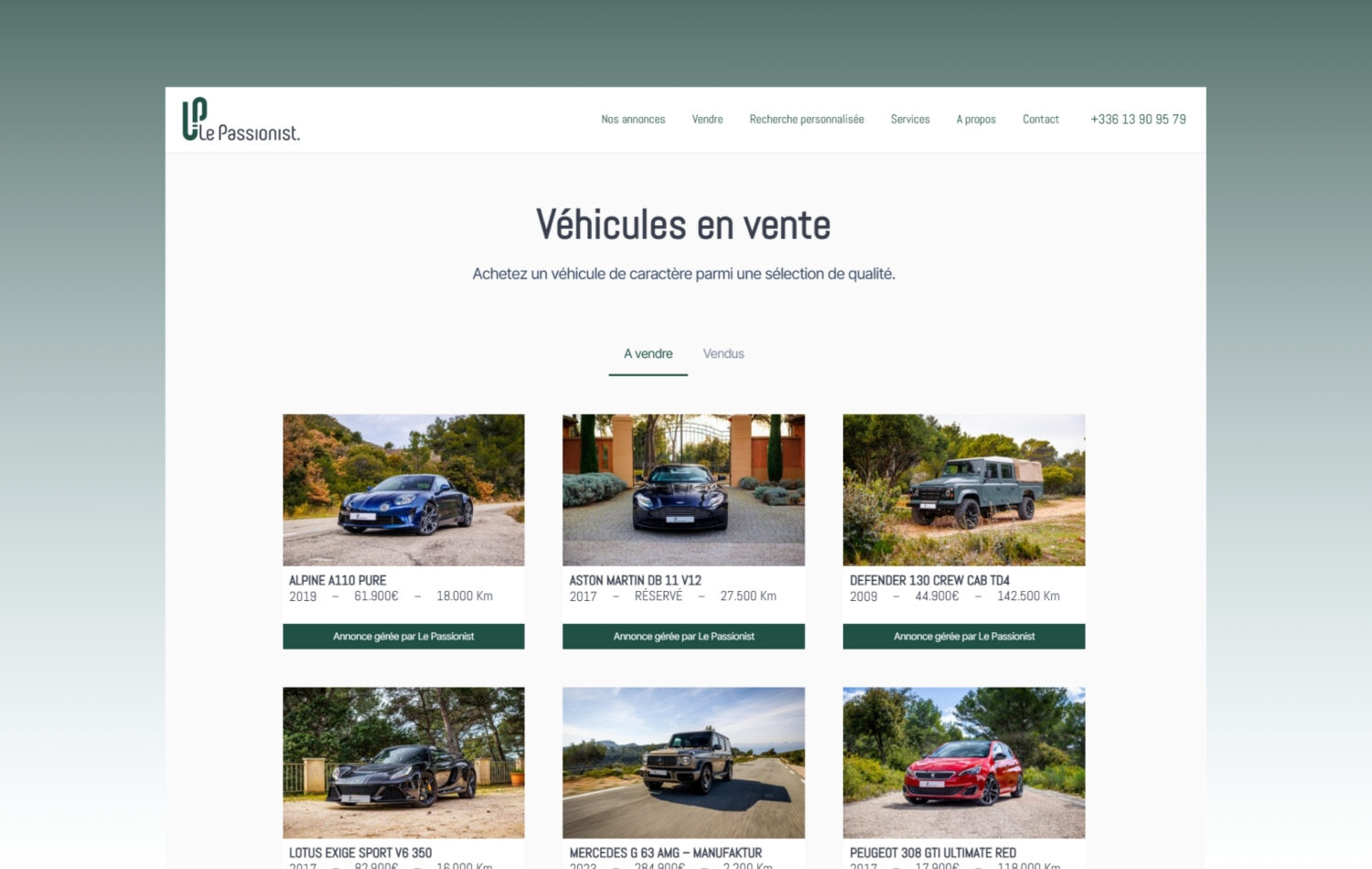 création d'un site internet pour de la vente automobile - Le Passionist