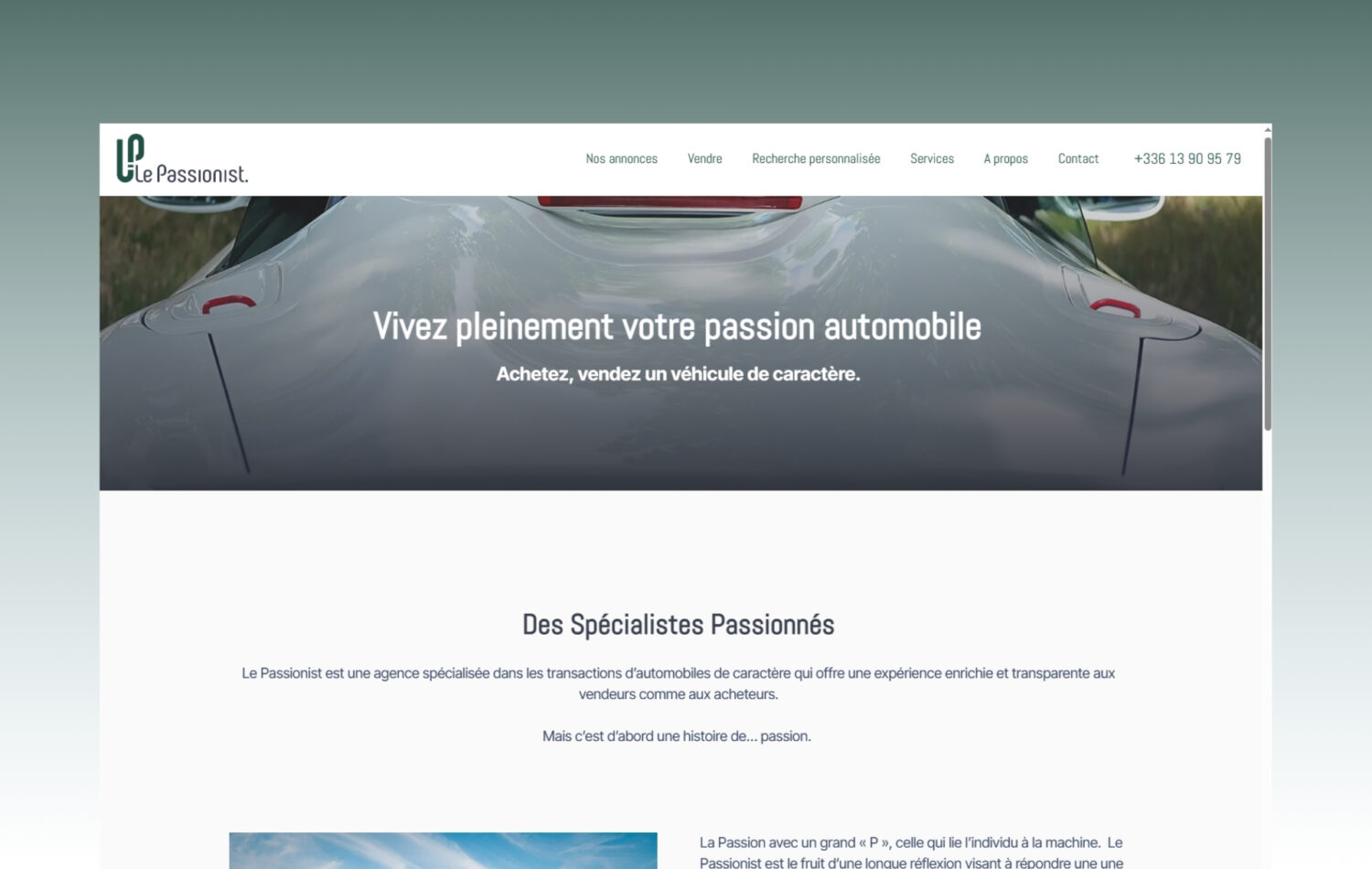 création d'un site internet pour de la vente automobile - Le Passionist
