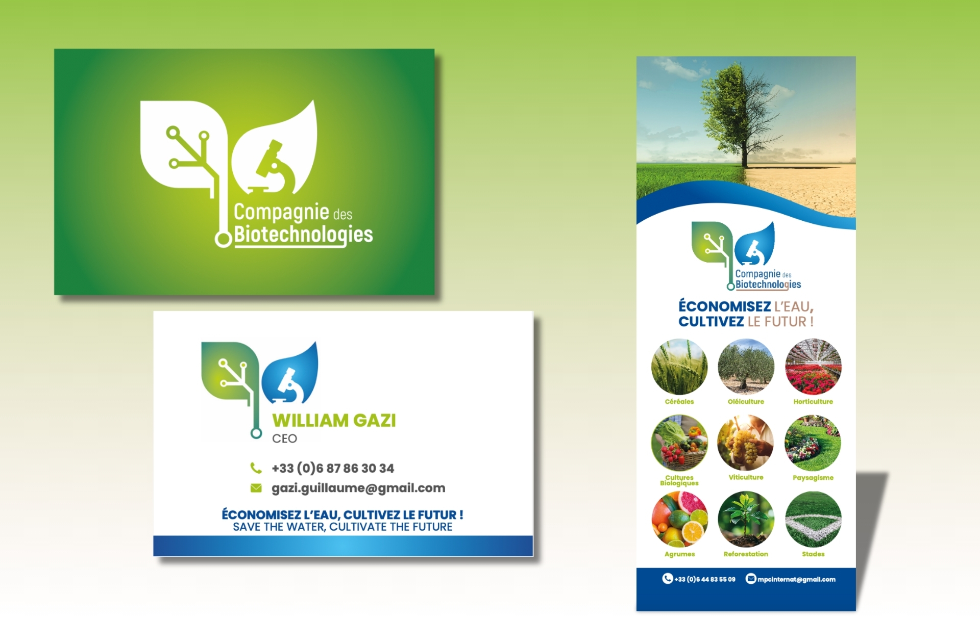 création d'un logo et de cartes de visite pour une entreprise - La Compagnie des Biotechnologies