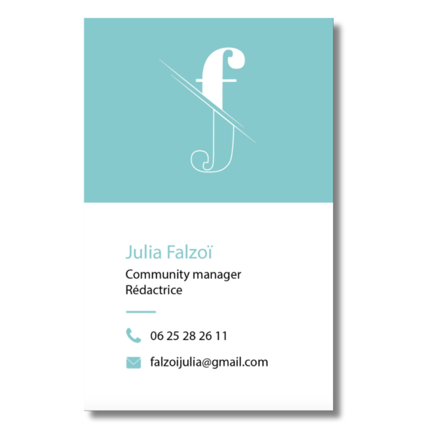 création d'une carte de visite pour une Community manager à Solliès - Julia FALZOÏ
