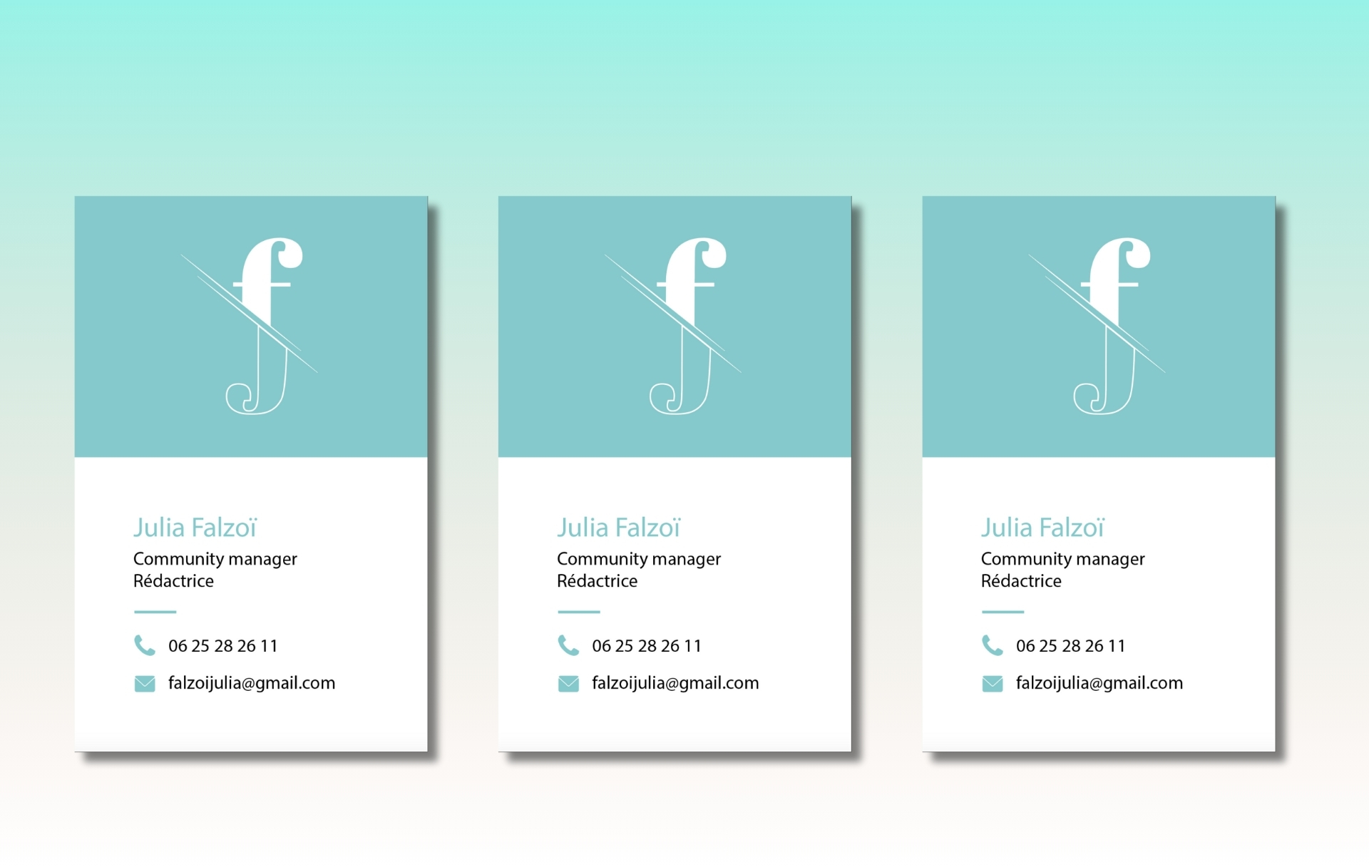 création d'une carte de visite pour une Community manager à Solliès - Julia FALZOÏ