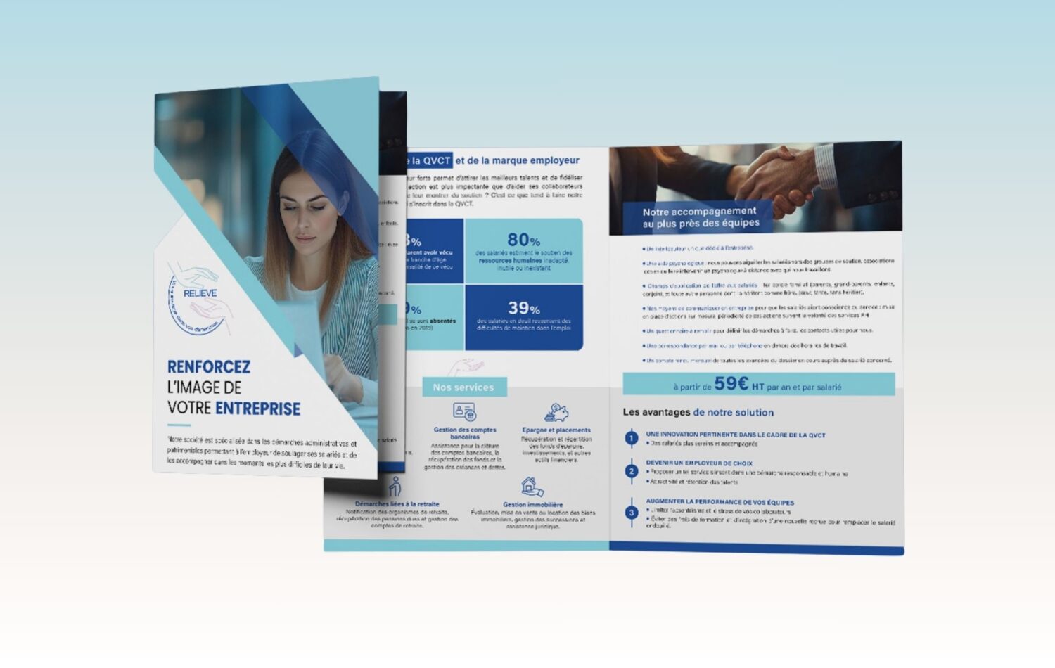 création de supports de communication pour une entreprise d'accompagnement administratif après décès - Relieve France