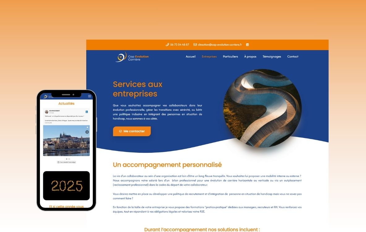 création d'un site internet pour un cabinet de conseil en gestion de carrière et formation - Cap Évolution Carrière