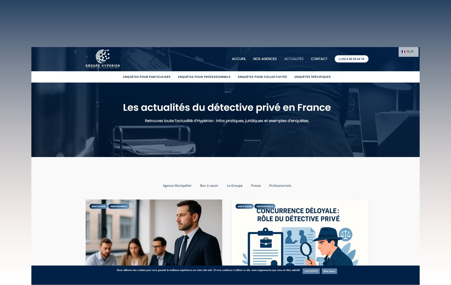 création d'un site internet et référencement naturel SEO pour une agence de détectives privés - Groupe Hypérion