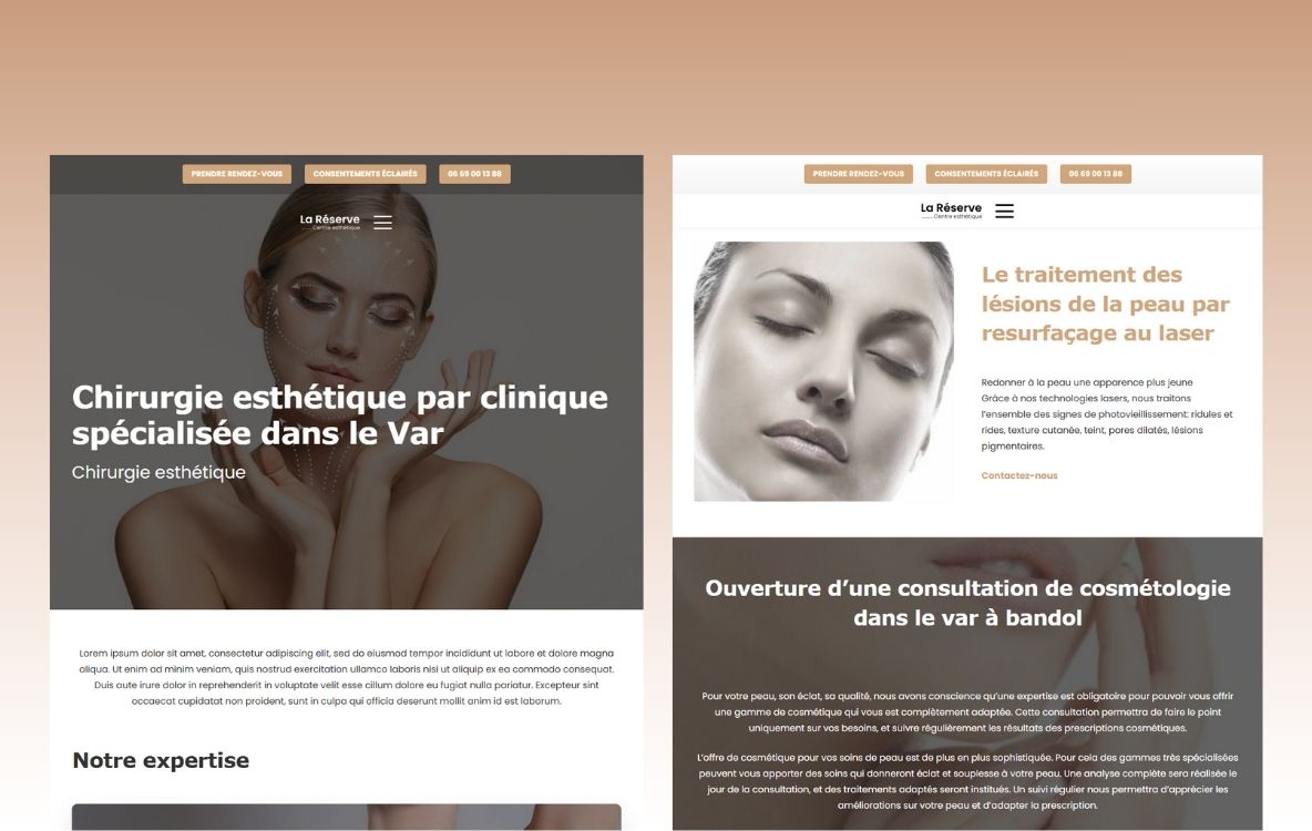 création d'un site internet pour un centre de chirurgie esthétique à Bandol - La Réserve