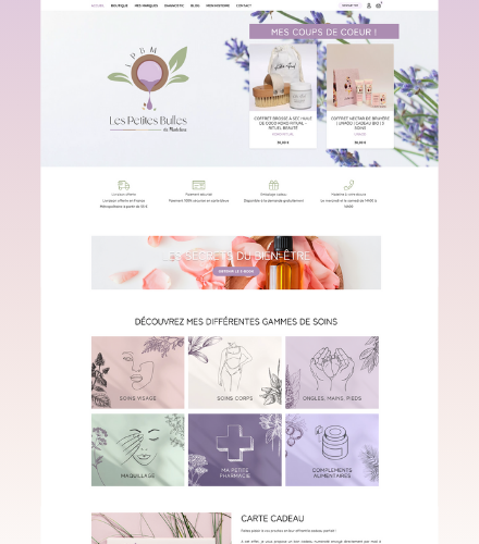 création d'un site internet e-commerce pour la vente de produits cosmétiques et de bien-être - Les Petites Bulles de Madeline