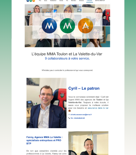 création d'un site internet et référencement naturel SEO pour un cabinet d'assurance - MMA Toulon