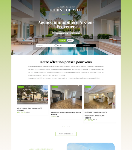 création d'un site internet pour une agence immobilière à Aix en Provence - Korine Olivier