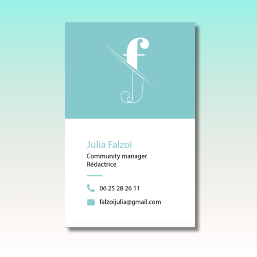 création d'une carte de visite pour une Community manager à Solliès - Julia FALZOÏ