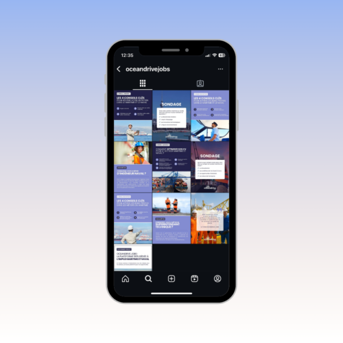 gestion des réseaux sociaux pour une plateforme de recrutement maritime - OceanDrive Jobs