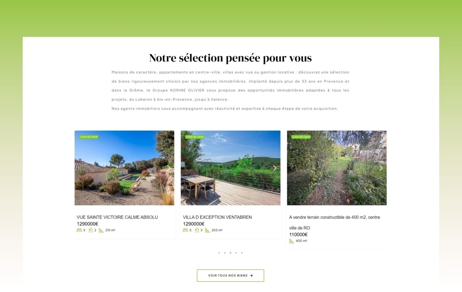 création d'un site internet pour une agence immobilière à Aix en Provence - Korine Olivier