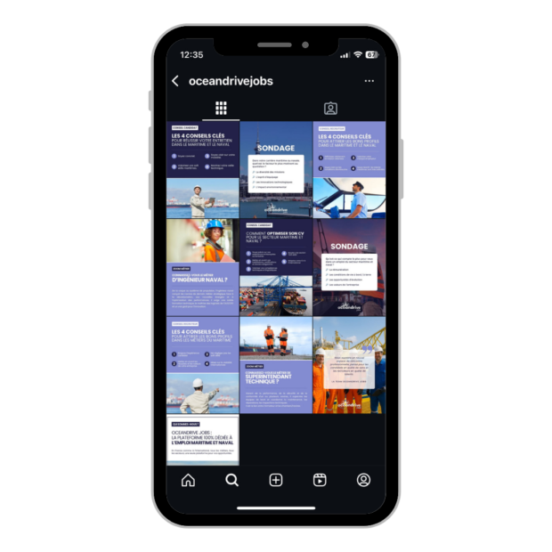 gestion des réseaux sociaux pour une plateforme de recrutement maritime - OceanDrive Jobs