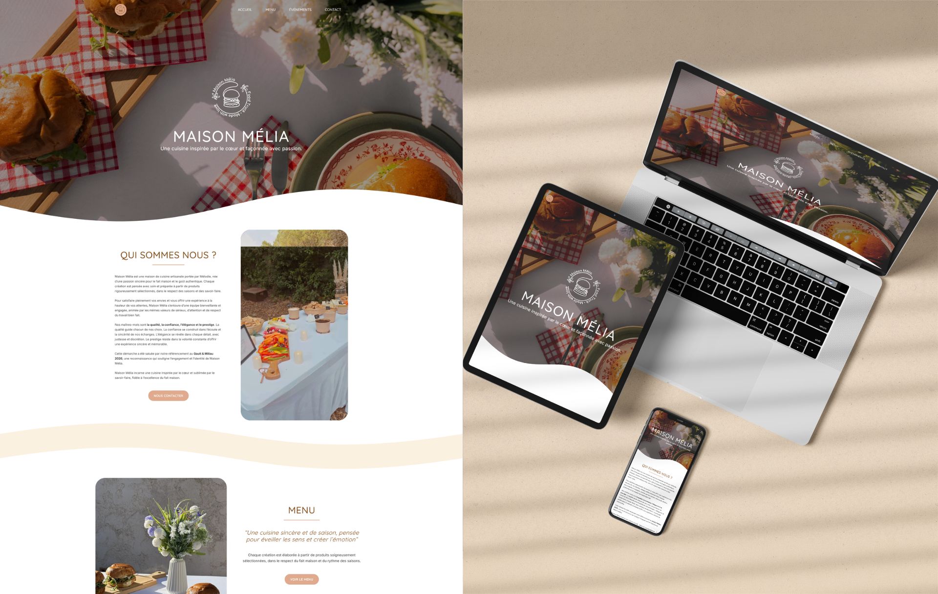 création d'un site web pour traiteur événementiel dans le Var - Maison Mélia